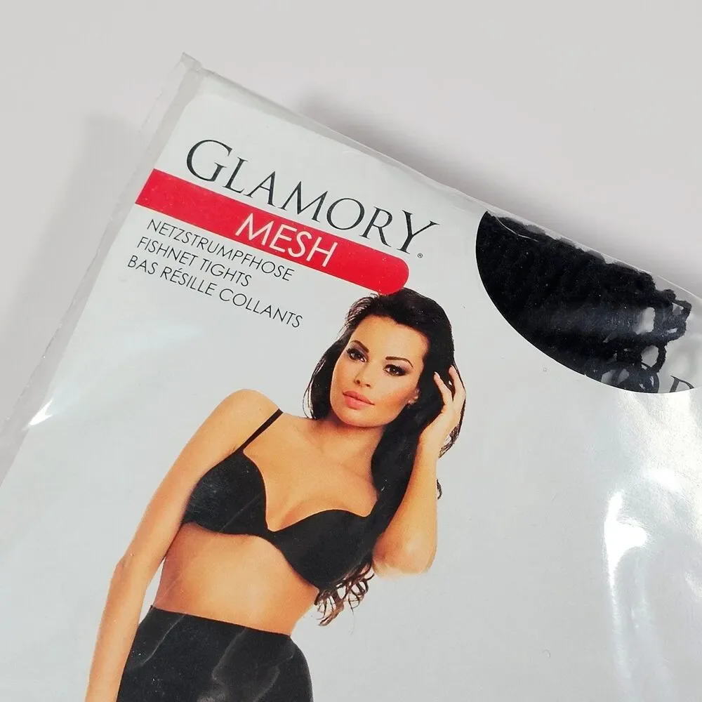 Glamory Hosiery Mesh Black Classic Fishnet Tights Size L US 14-16